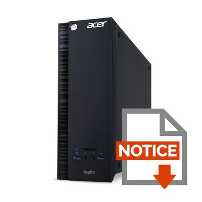 Mode d'emploi Acer PC de Bureau - Aspire XC-217 - 4Go de RAM - Windows 10 - AMD E1 - Disque Dur 1To