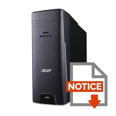 Mode d'emploi Acer PC Gamer - Aspire T3-715 - 8Go de RAM - Windows 10 - Intel Core i5 - GTX 950 - Disque Dur 1To