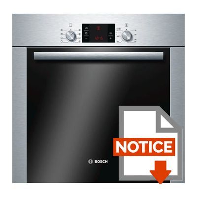 Mode d'emploi BOSCH HBA63B255F - Four électrique encastrable multifonction - Air pulsé chaleur tournante - 65L - Pyrolyse - A - Inox