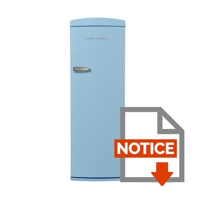 Mode d'emploi CONTINENTAL EDISON CE1DF311BLV - Réfrigérateur 1 porte - 311L - Froid brassé - A+ - L 60,5cm x H 176,9cm - Bleu