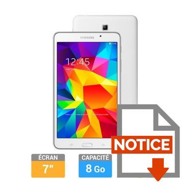 Mode d'emploi Samsung Galaxy Tab 4 7'' Blanche 8Go