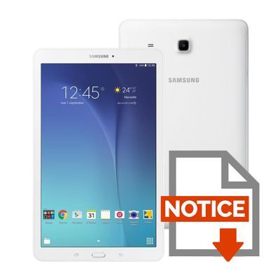Mode d'emploi SAMSUNG Tablette Tactile Galaxy Tab E 3G 8 Bl - 9,6 pouces WXGA - RAM 1,5Go - Quad Core 1,3 GHz - Stockage 8Go - Blanc