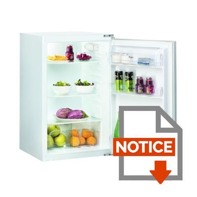 Mode d'emploi WHIRLPOOL ARG451A - Réfrigérateur 1 porte encastrable - 130L - Froid statique - A+ - L 54cm x H 87,2cm - Blanc