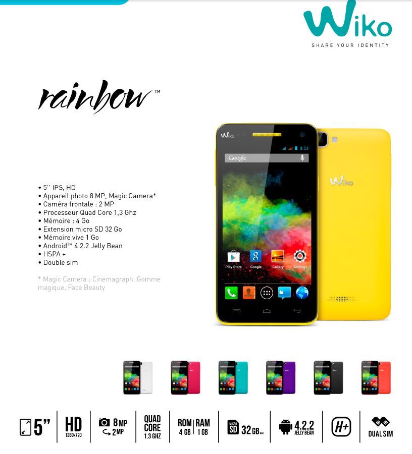 Vitre Tactile Noire Pour Wiko Rainbow Lite 4G - Écran De Remplacement Neuf Générique