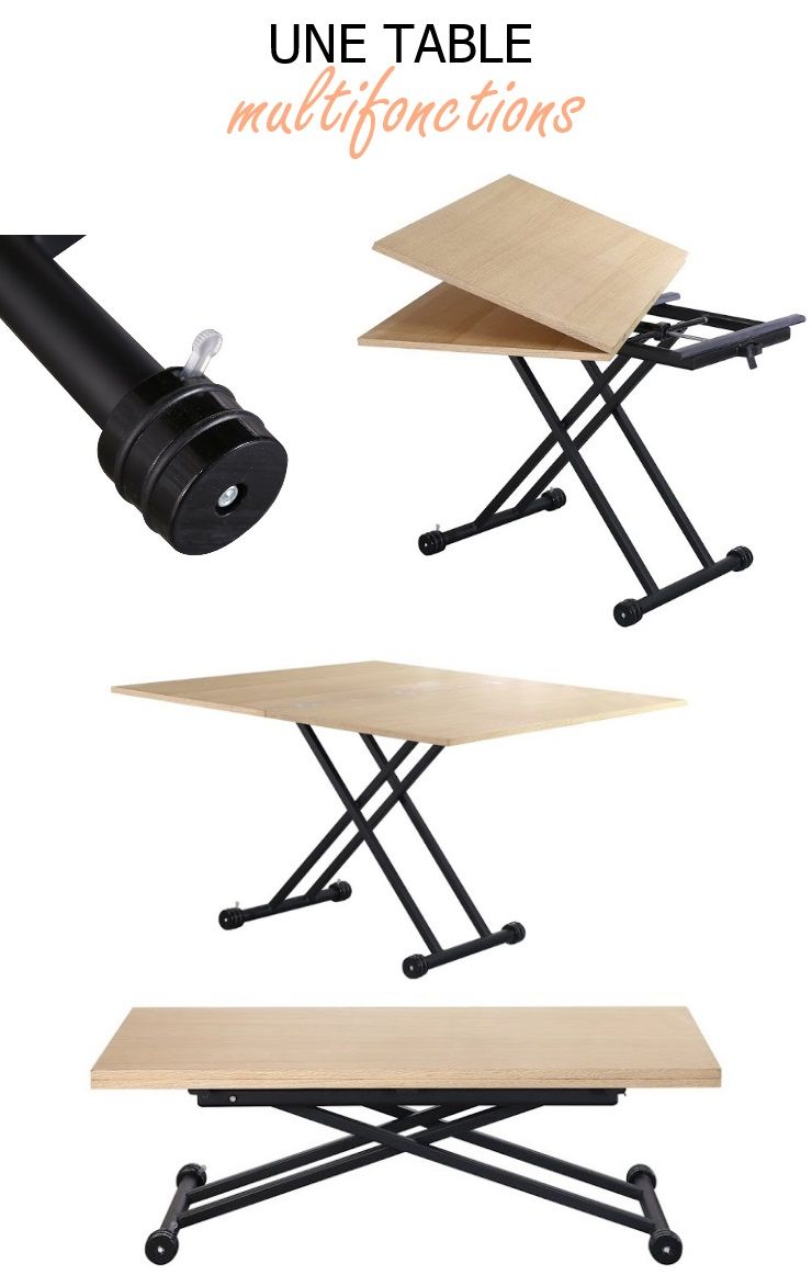 upper table relevable et extensible laquee blanche