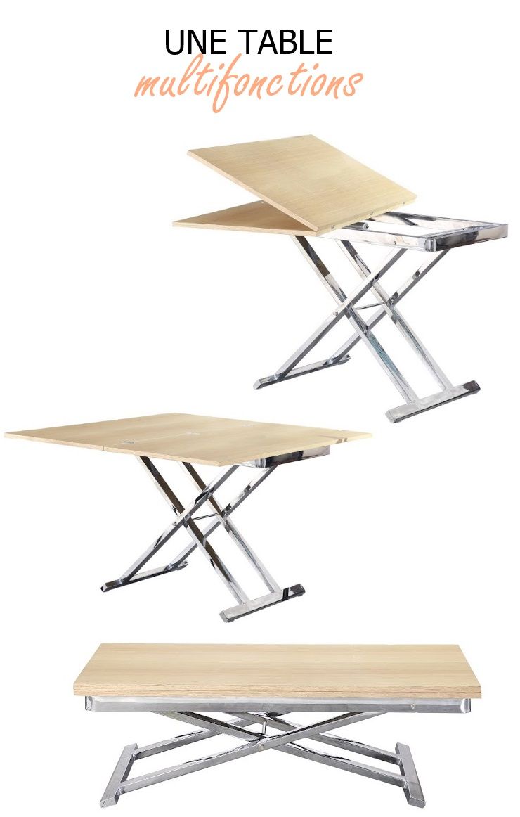 upper table relevable et extensible laquee blanche